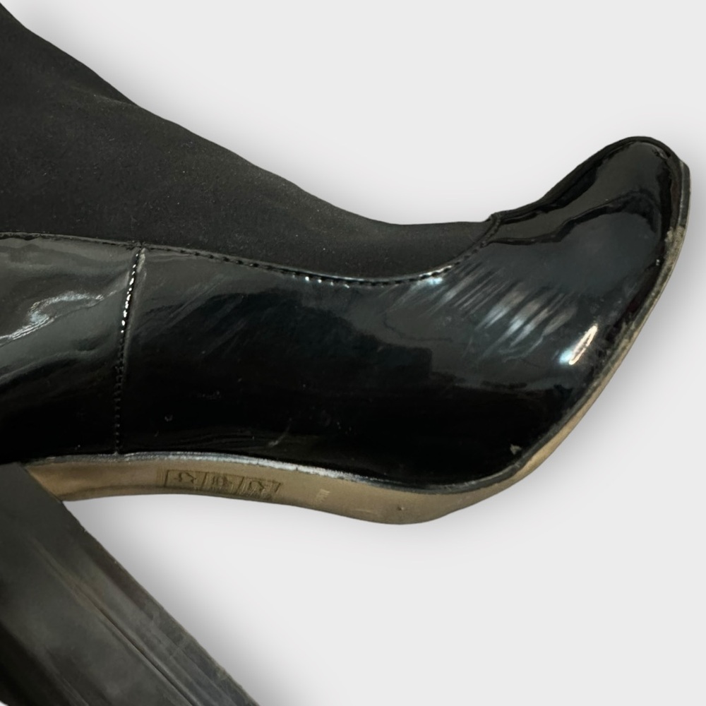 Truffle Collection Black Ombré Clear Block Heel Sock Booties - Picture 6 of 8
